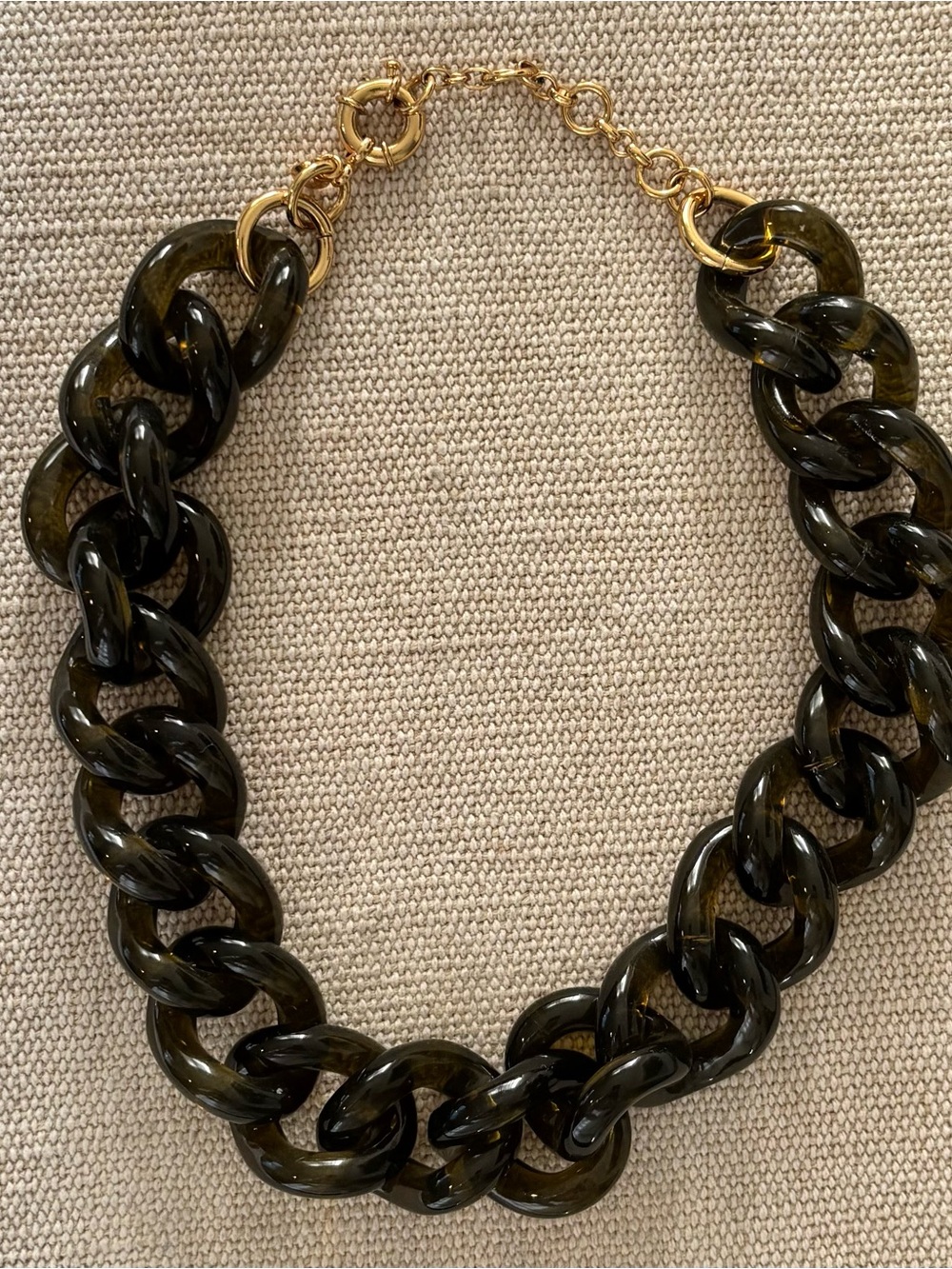 J. Crew - Gold and Dark Green Chunky Link Necklace